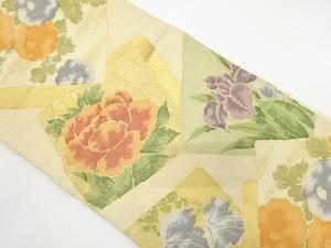 アンティーク　色紙に花模様織り出し袋帯（材料）